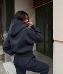 Дамски ватиран сет Relaxed Fit / Dark Graphite
