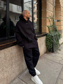 Мъжки ватиран сет Relaxed Fit / Black
