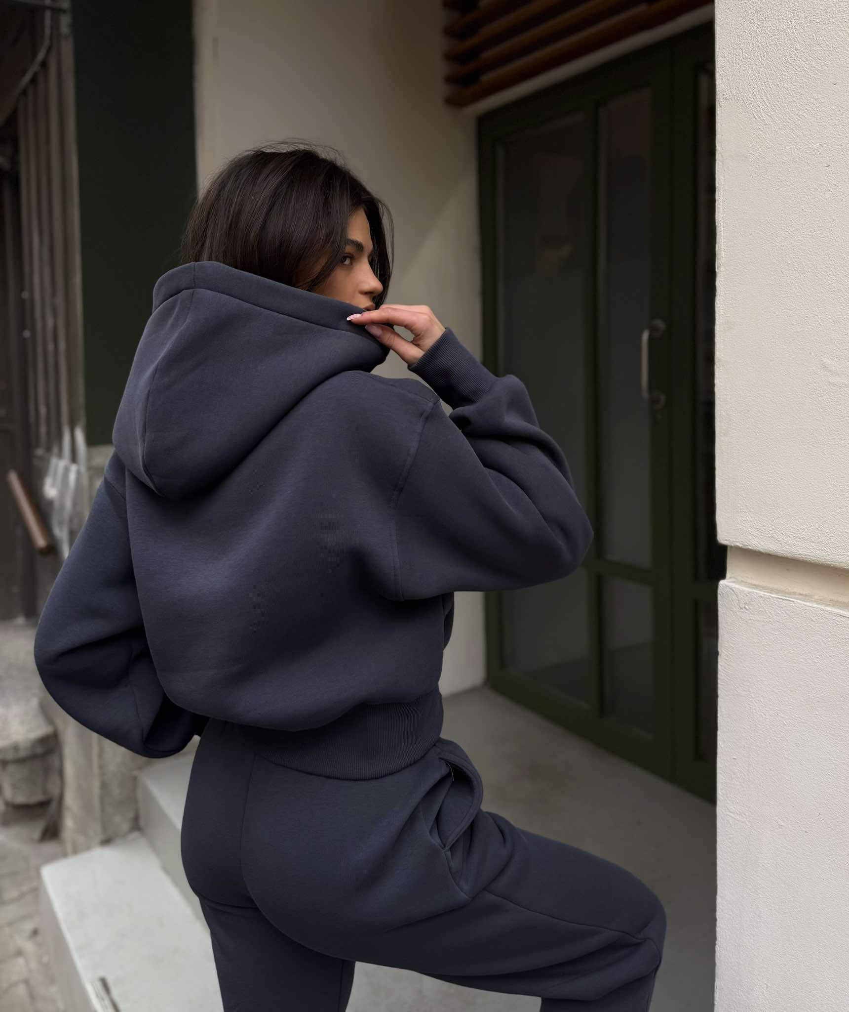 Дамски ватиран сет Relaxed Fit / Dark Graphite