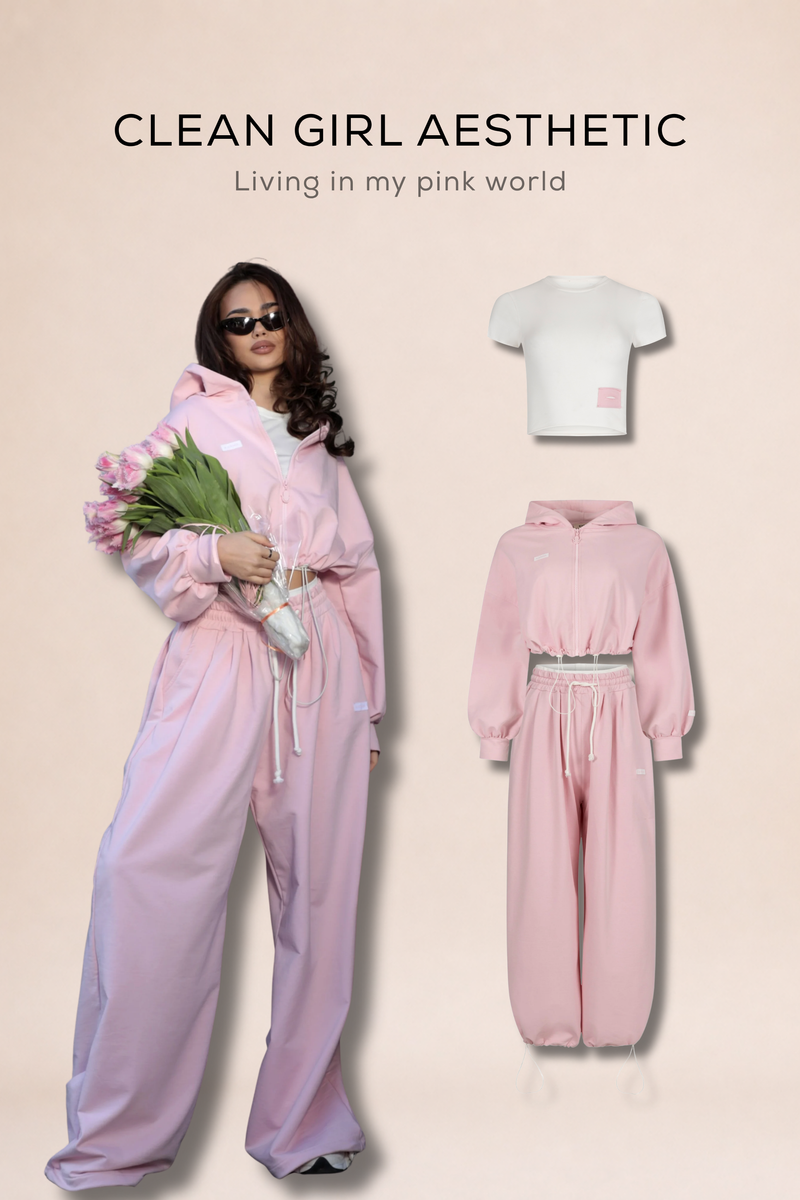 Сет 2 части Effortless + KARMA crop top / Baby Pink