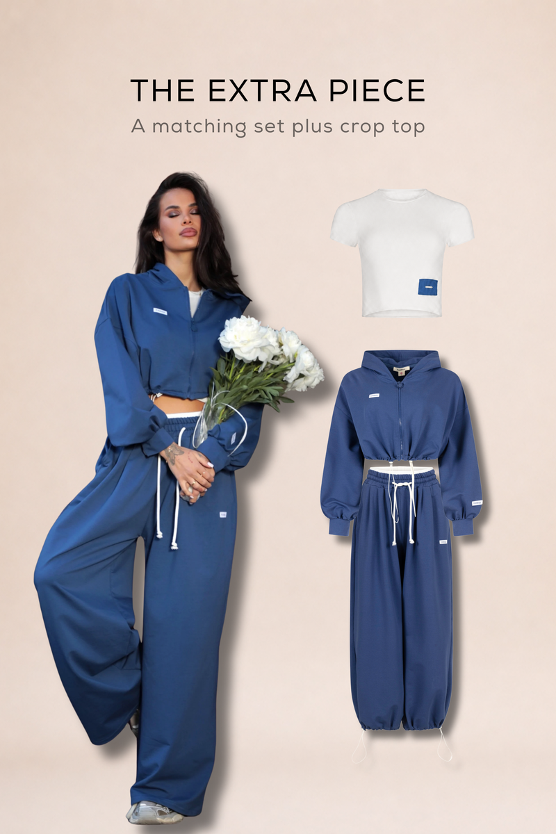 Сет 2 части Effortless + KARMA crop top / Navy Blue