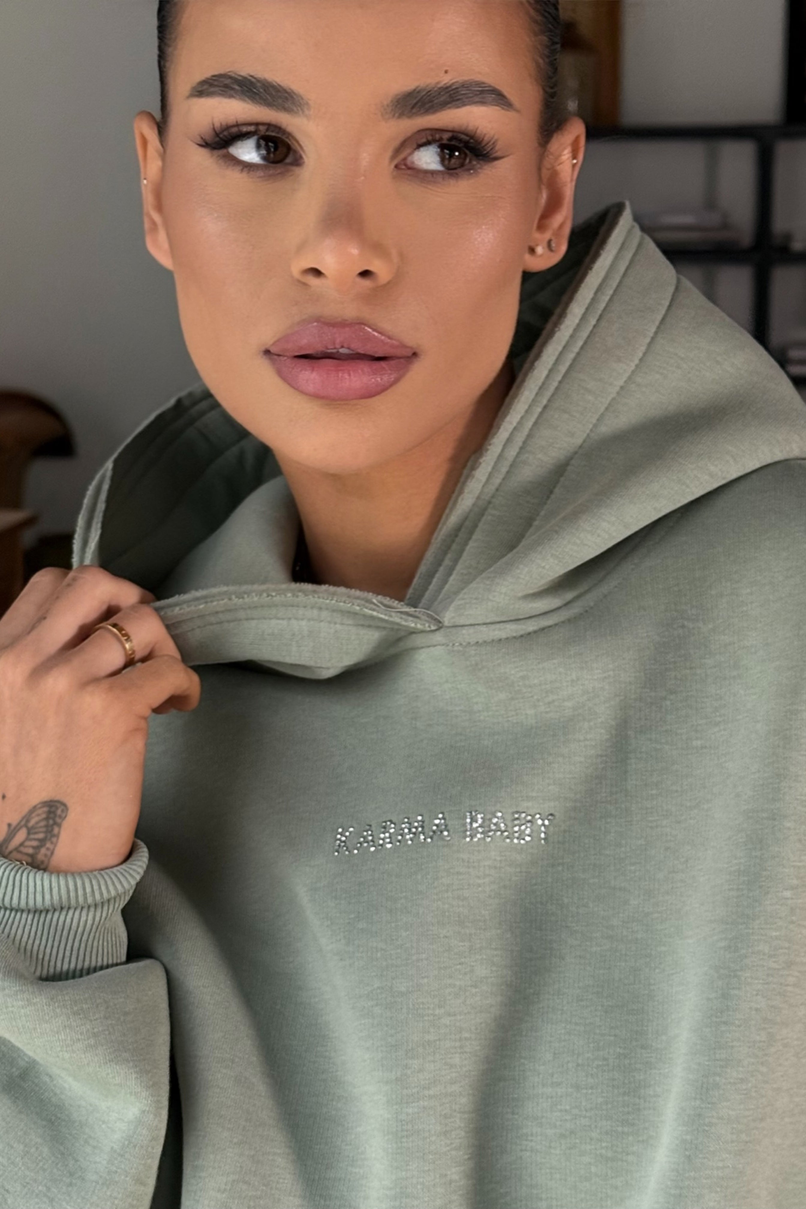 Hoodie NO BAD VIBES / Milky Green