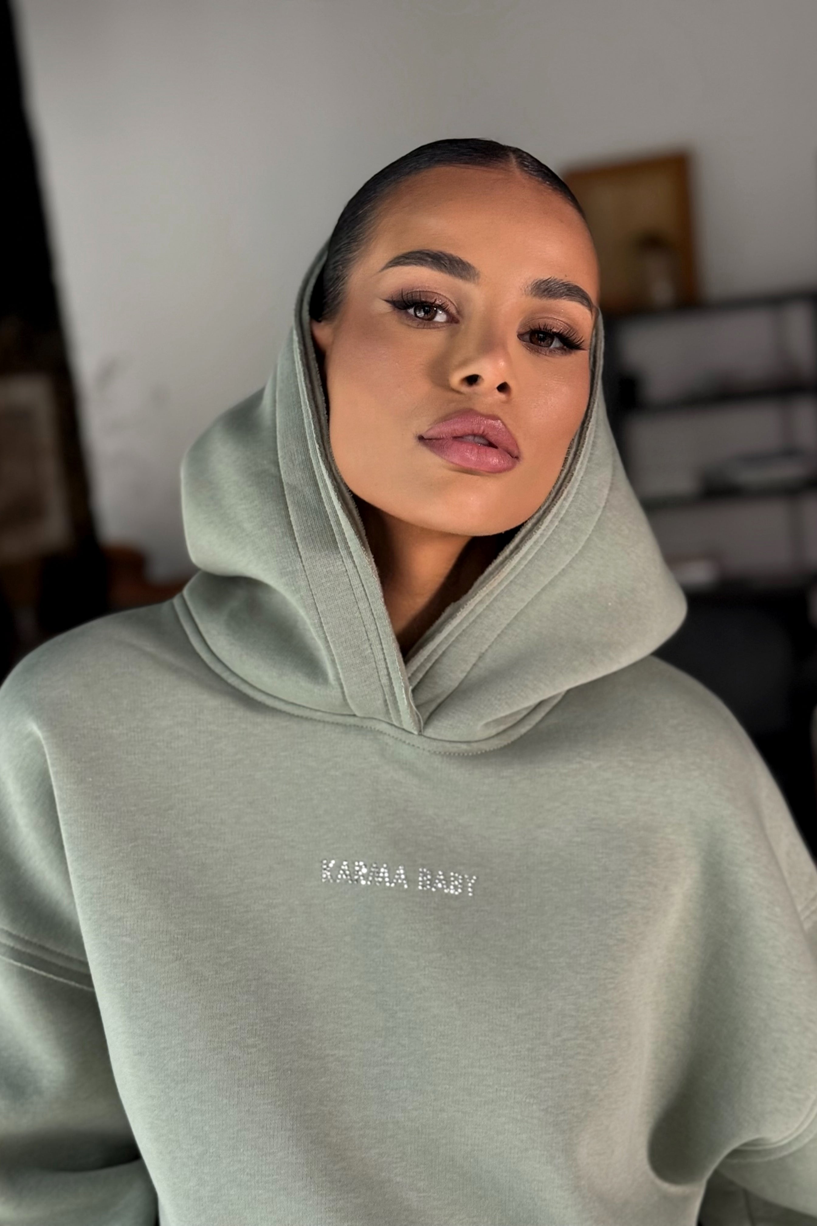 Hoodie NO BAD VIBES / Milky Green