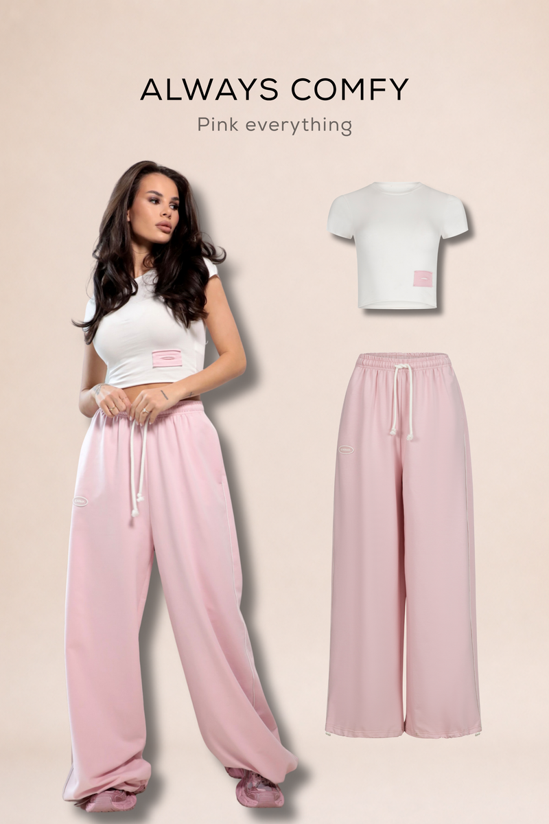 Karma Jogger Pants + KARMA crop top / Baby Pink