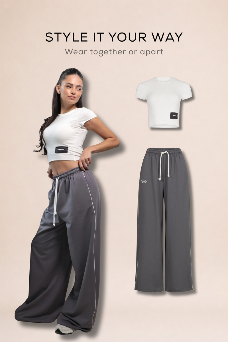 KARMA crop top + Karma Jogger Pants / Graphite Smoke