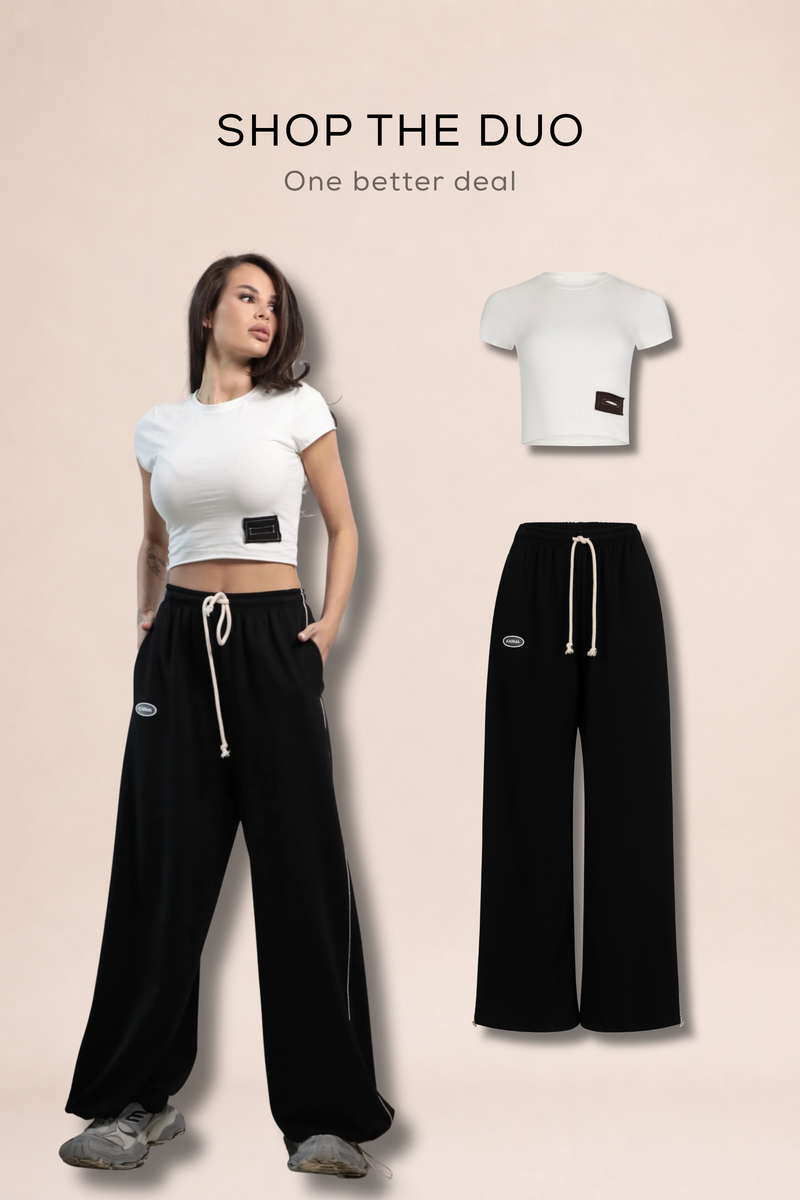 Karma Jogger Pants + KARMA crop top / Jet Black