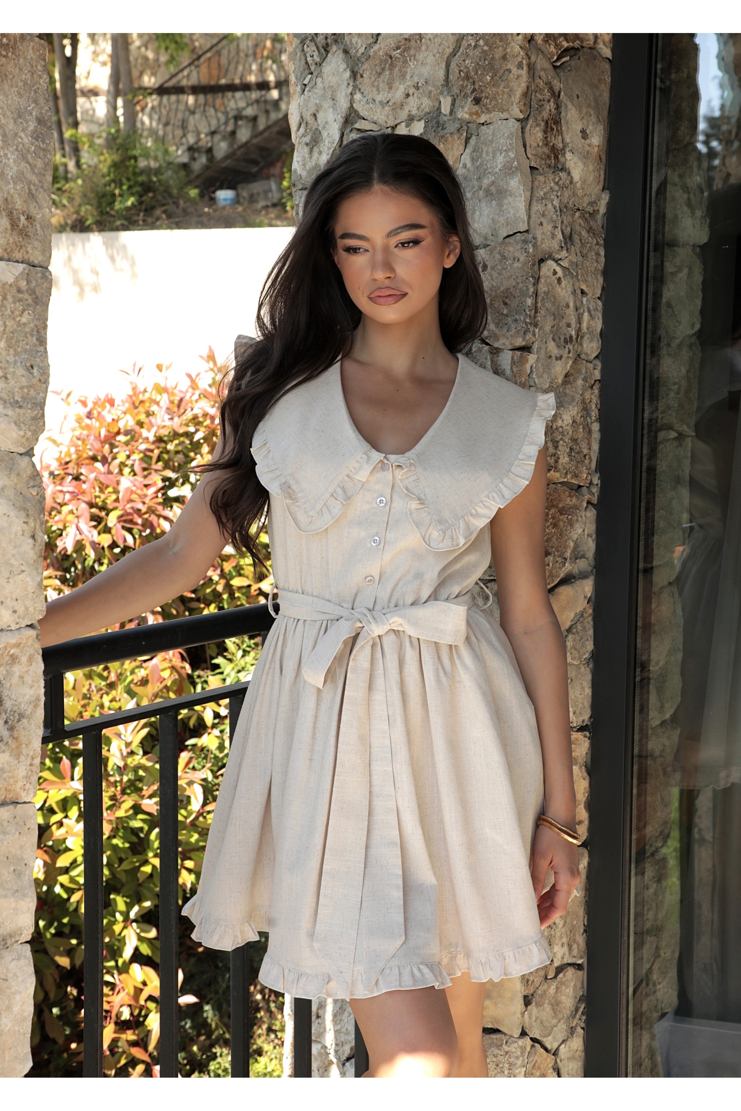 Рокля La La Linen / Beige Melange