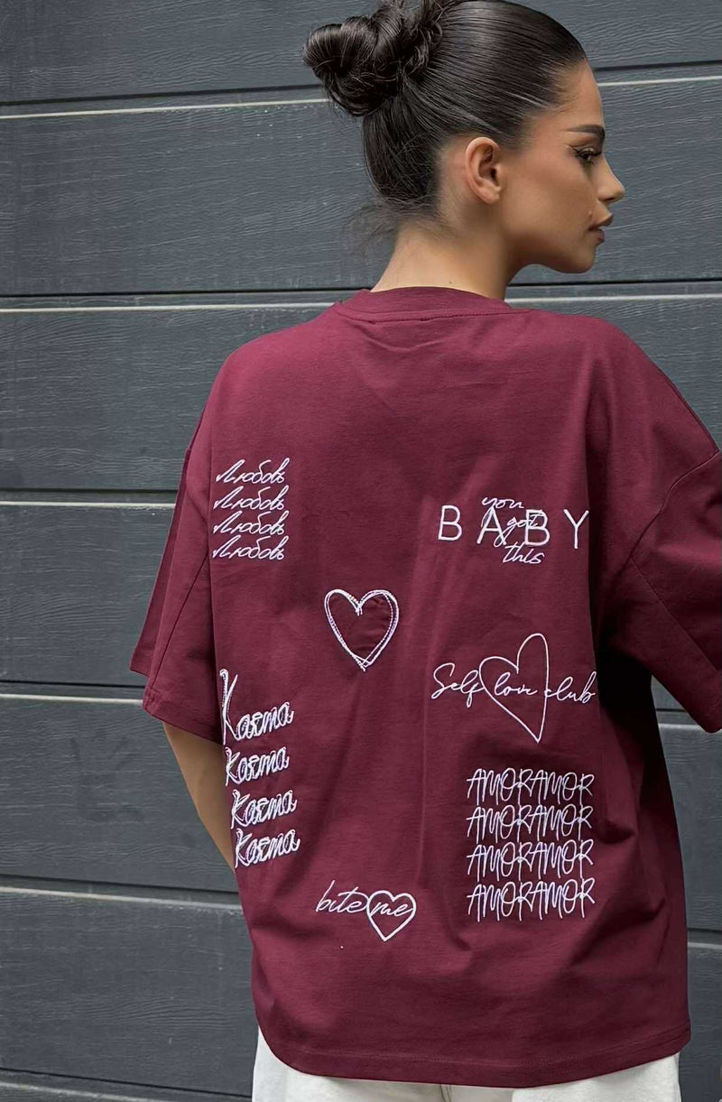 T-shirt Love Yourself / BURGUNDY