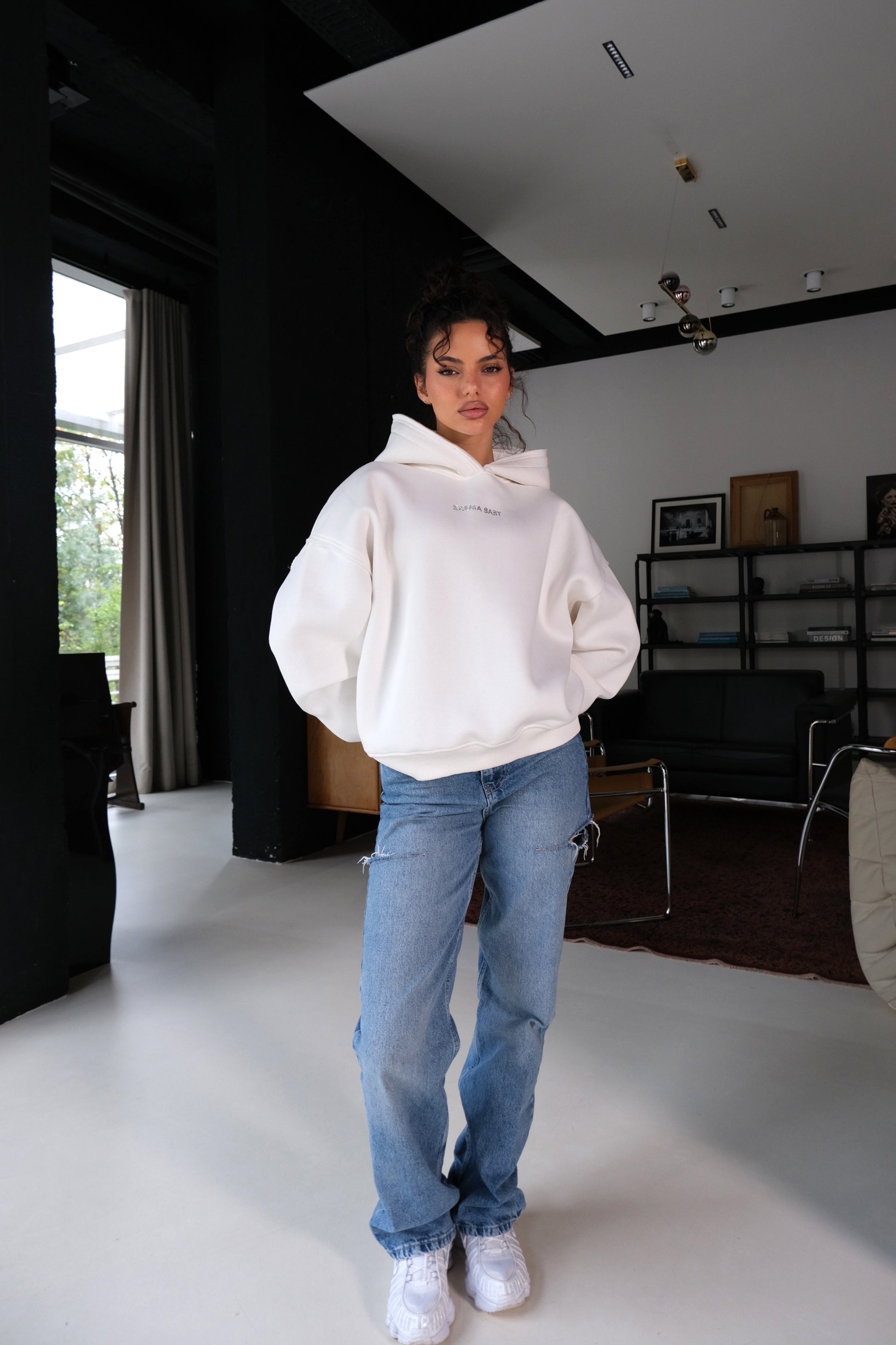 Hoodie NO BAD VIBES / White, white