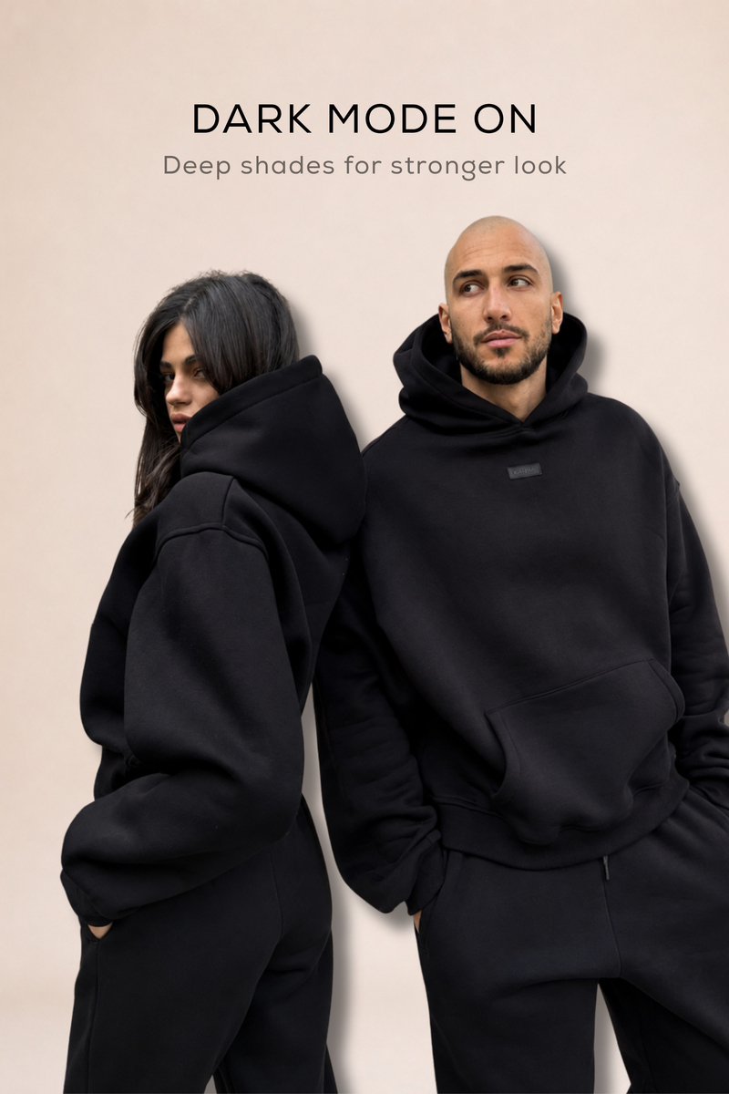 Мъжки ватиран сет Relaxed Fit + Дамски ватиран сет Relaxed Fit / Black