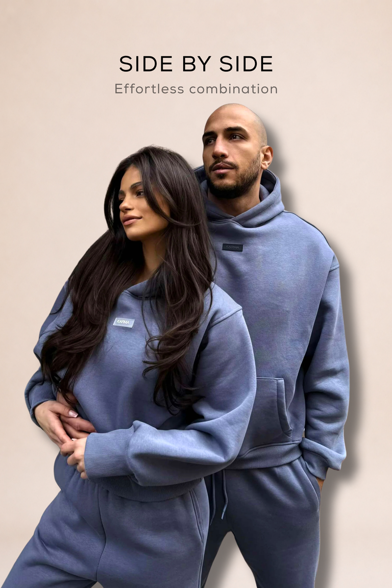 Дамски ватиран сет Relaxed Fit + Мъжки ватиран сет Relaxed Fit / Misty Grey