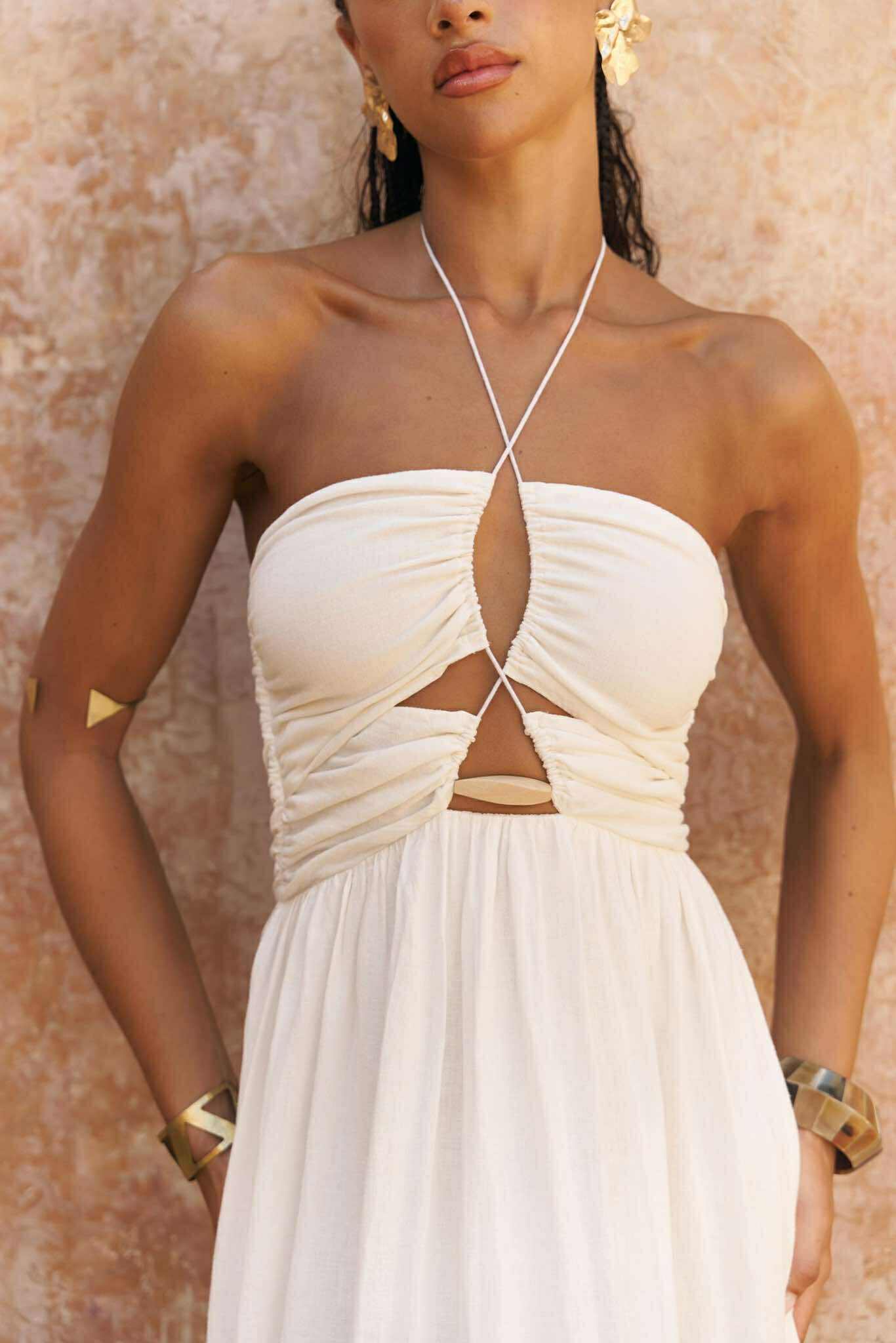 Ексклузивна рокля With Love / Ecru